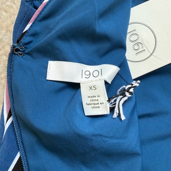 1901 Jumpsuit Romper Size XS Blue Pink Striped Casual Church Workwear Party Fall - Picture 7 of 13